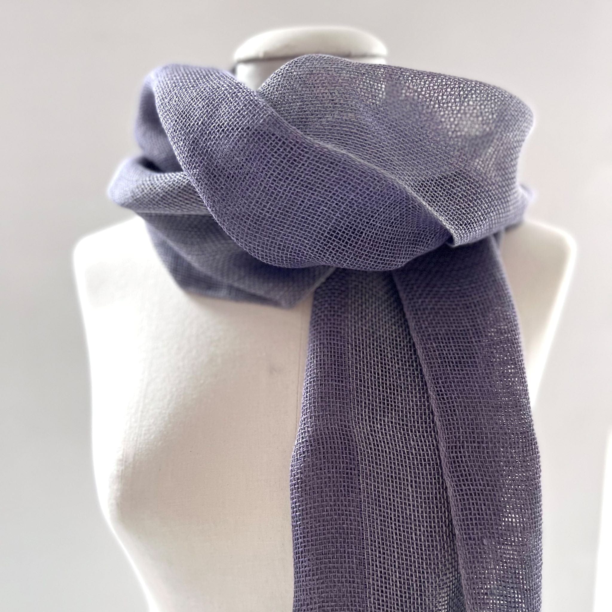 Double layer linen scarf in lavender 35x160 cm