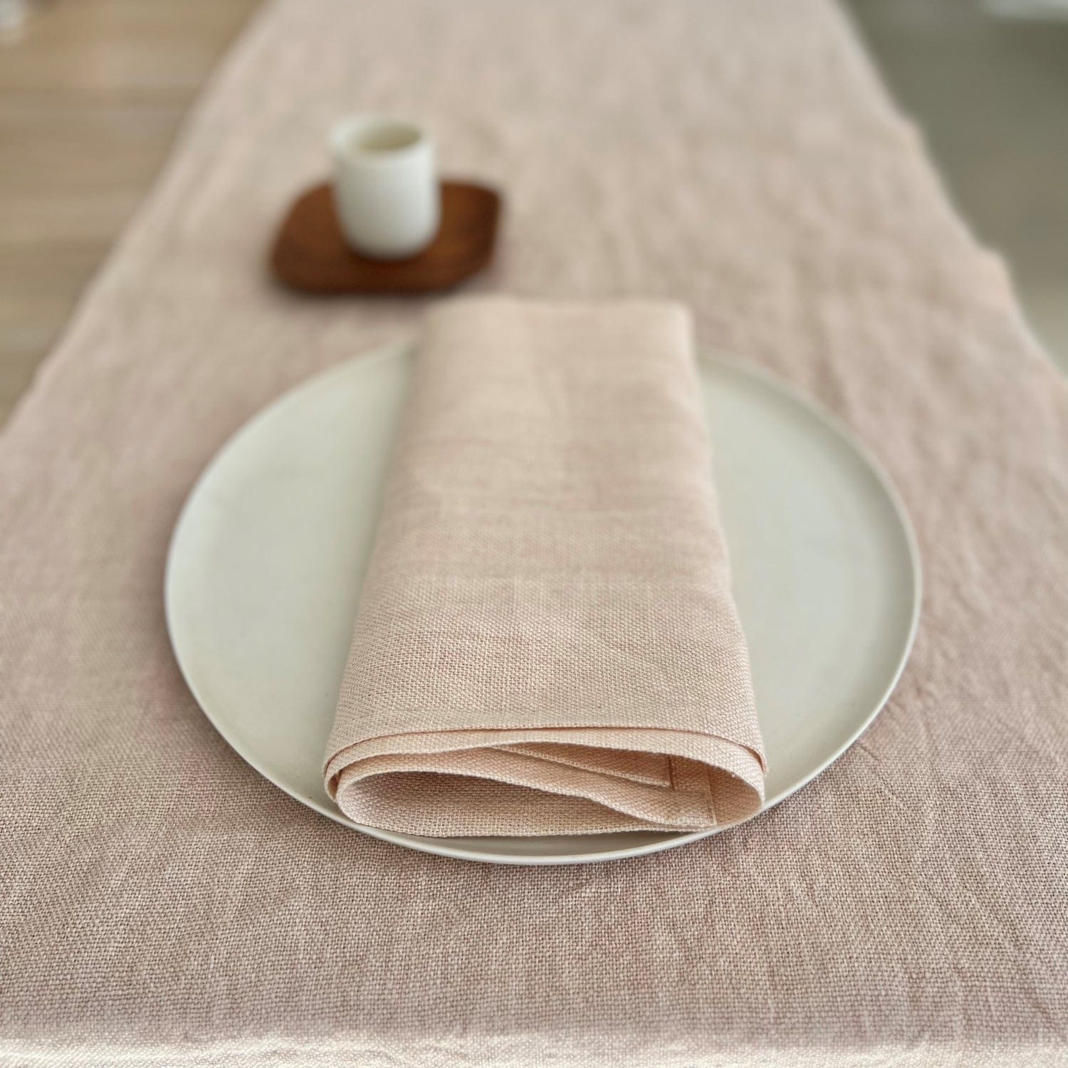 Linen table runner Ieva in powder pink 50x150 cm
