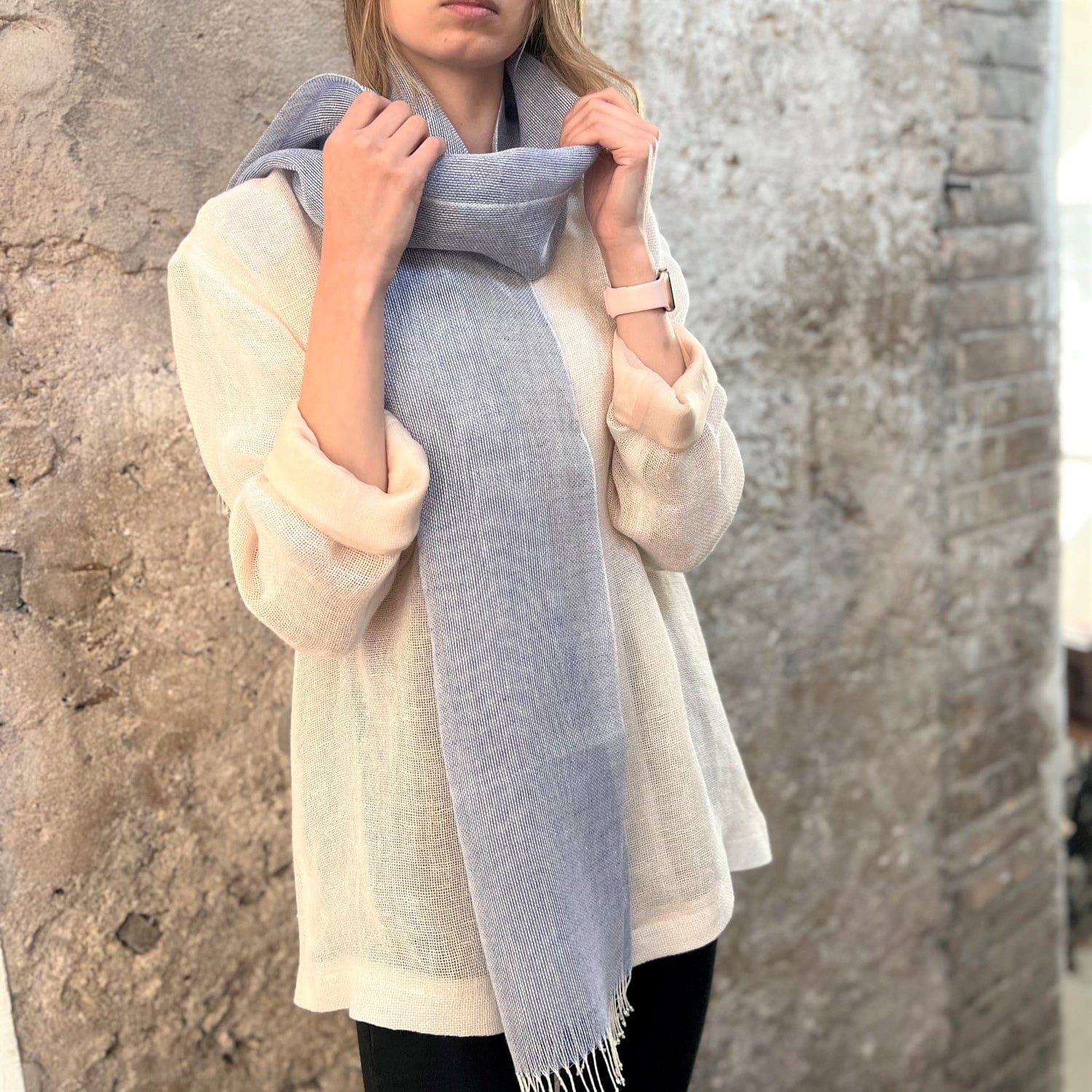 Linen scarf Lavender 35x180 cm