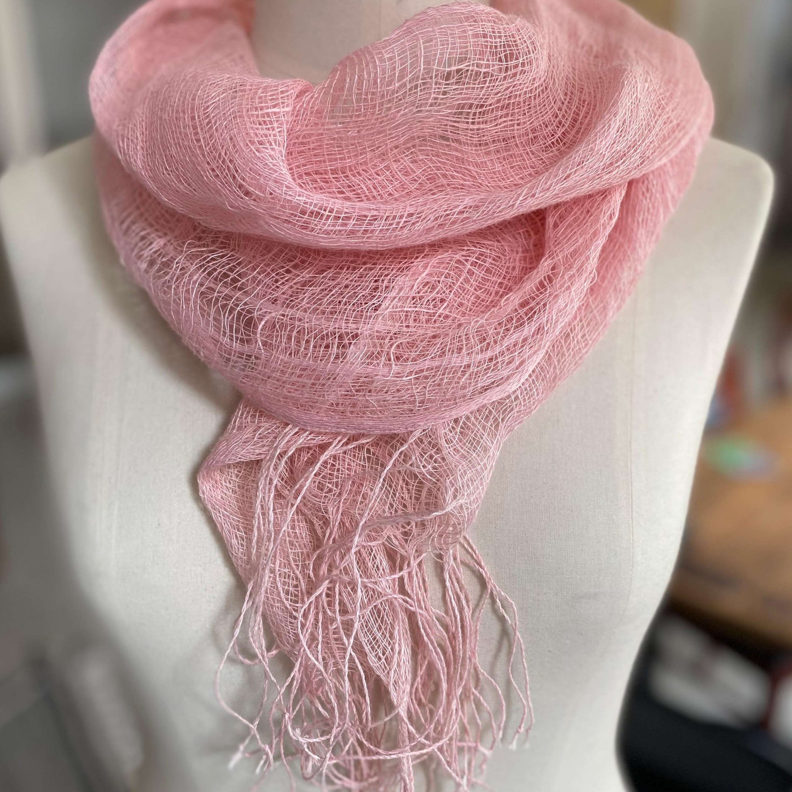 Linen scarf Tinita Reta M2P rosa+rosa+LFR 45x180