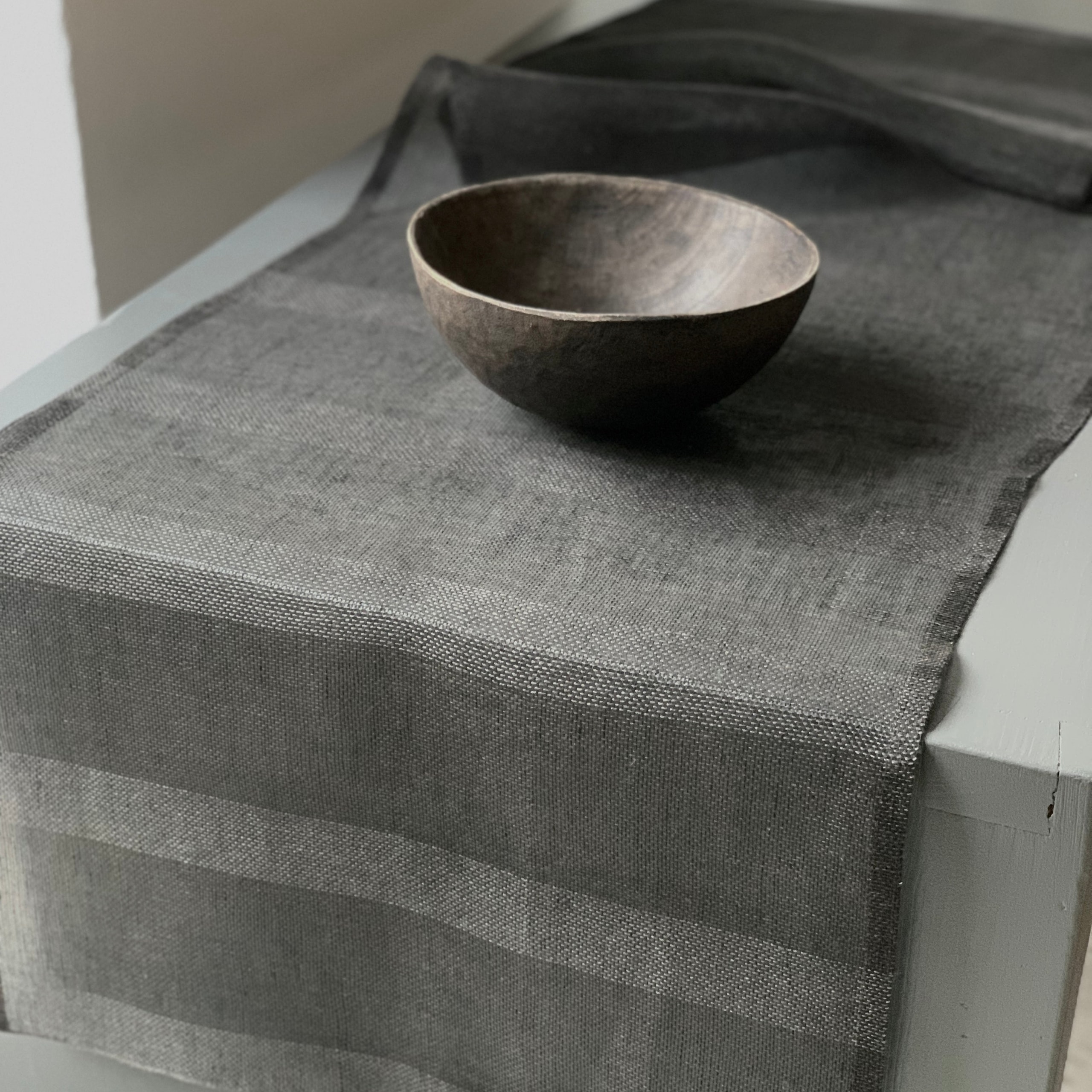 Linen table runner with stripes 50x160 cm