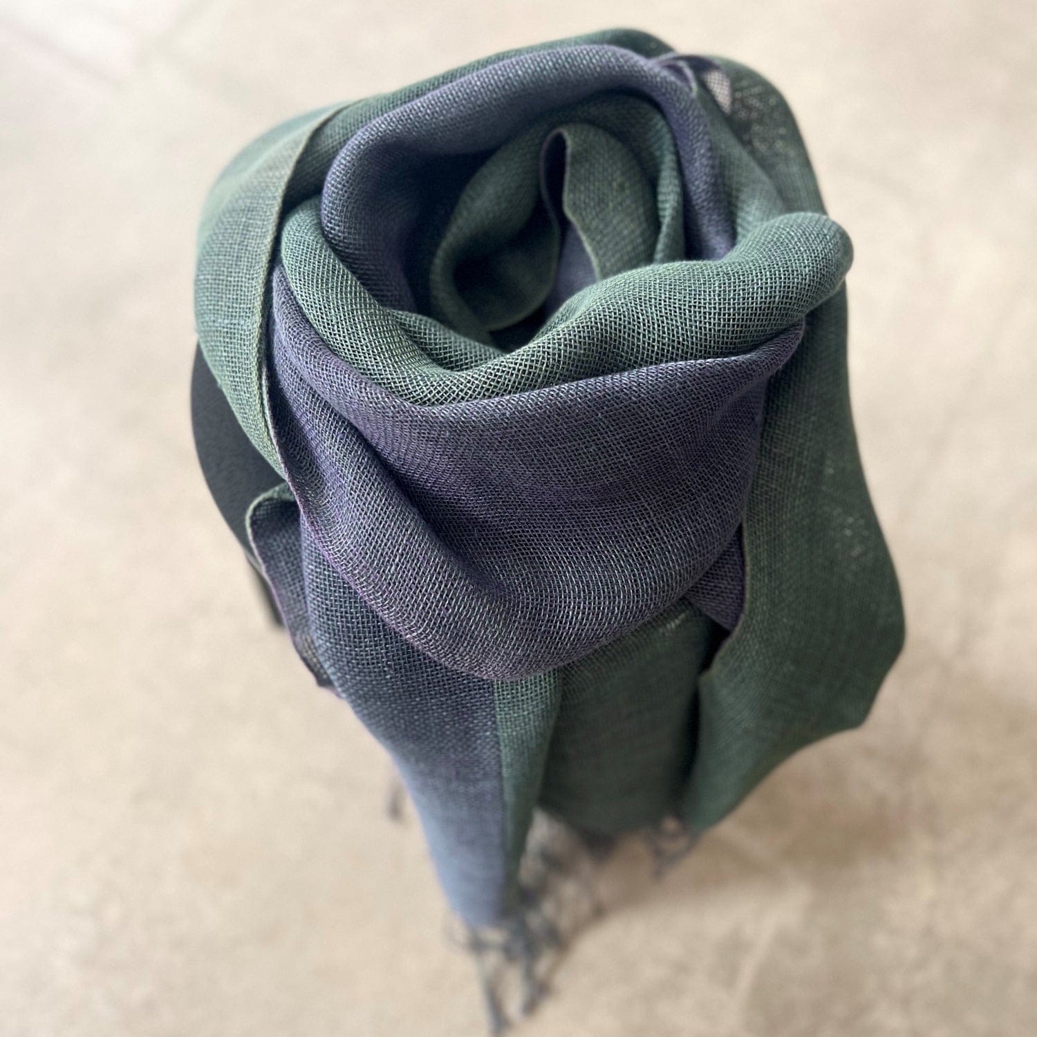 Linen scarf Dubl Dal in emerald 70x220 cm