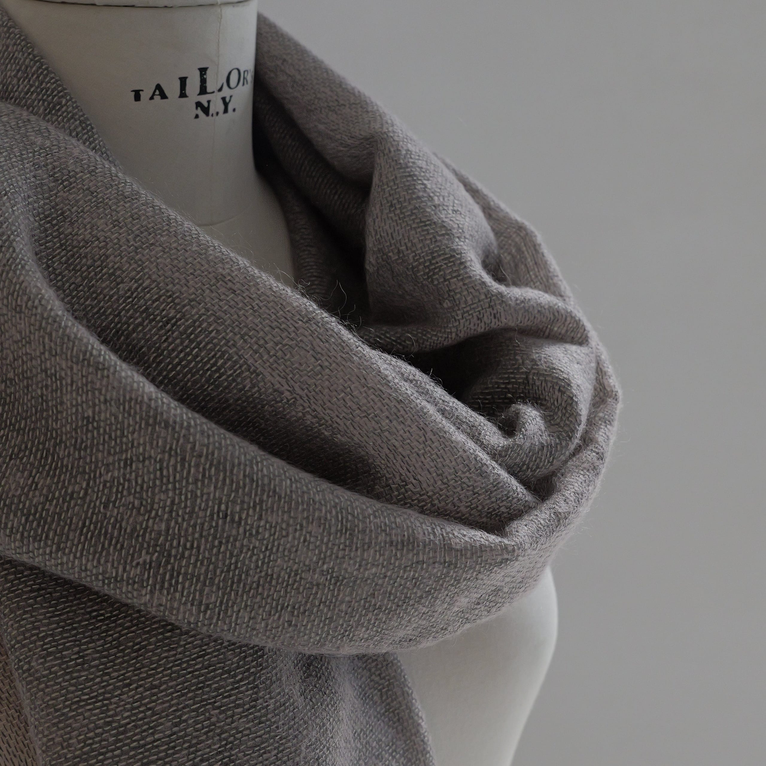 Silk mohair scarf in taupe grey 80x220 cm