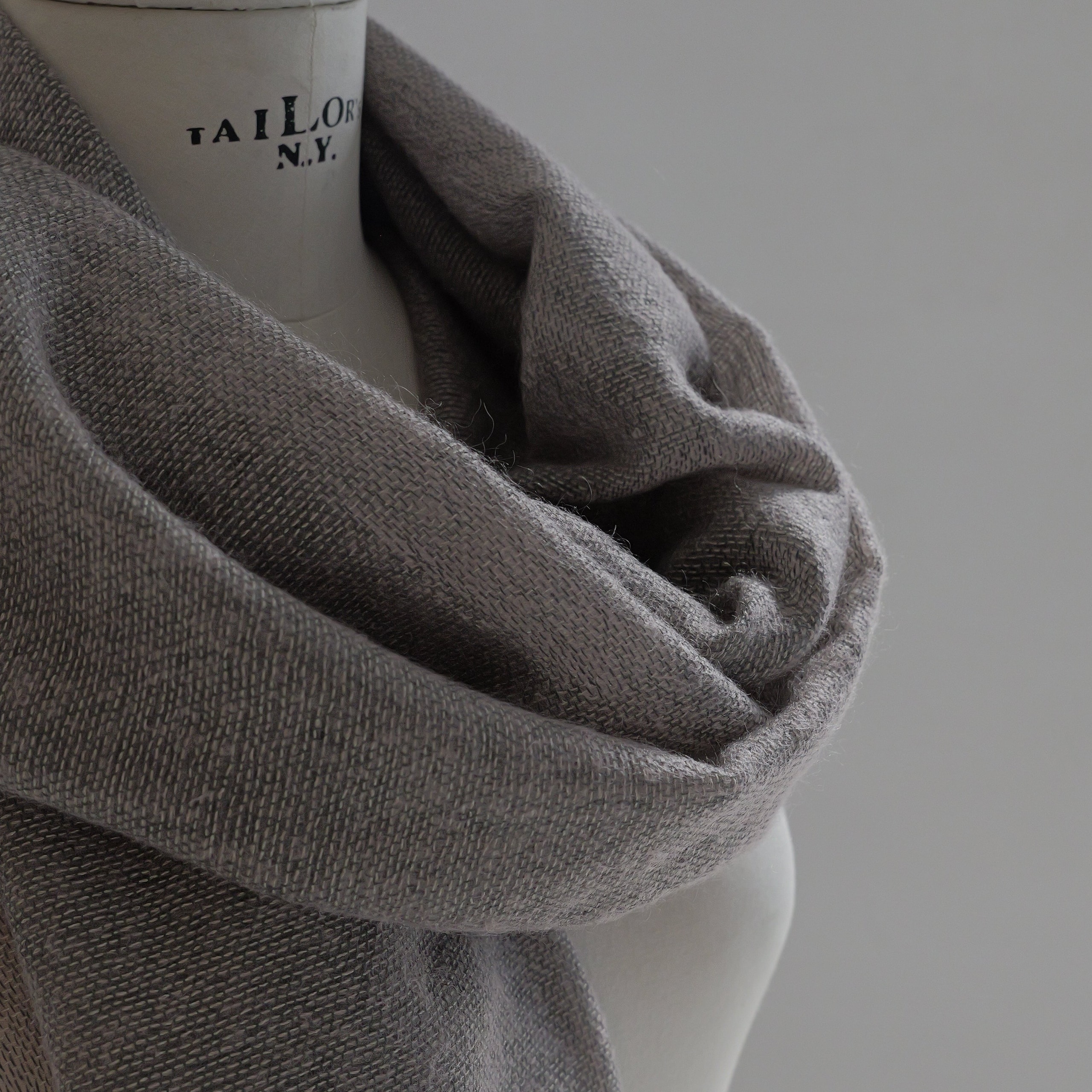 Silk mohair scarf in taupe grey 80x220 cm