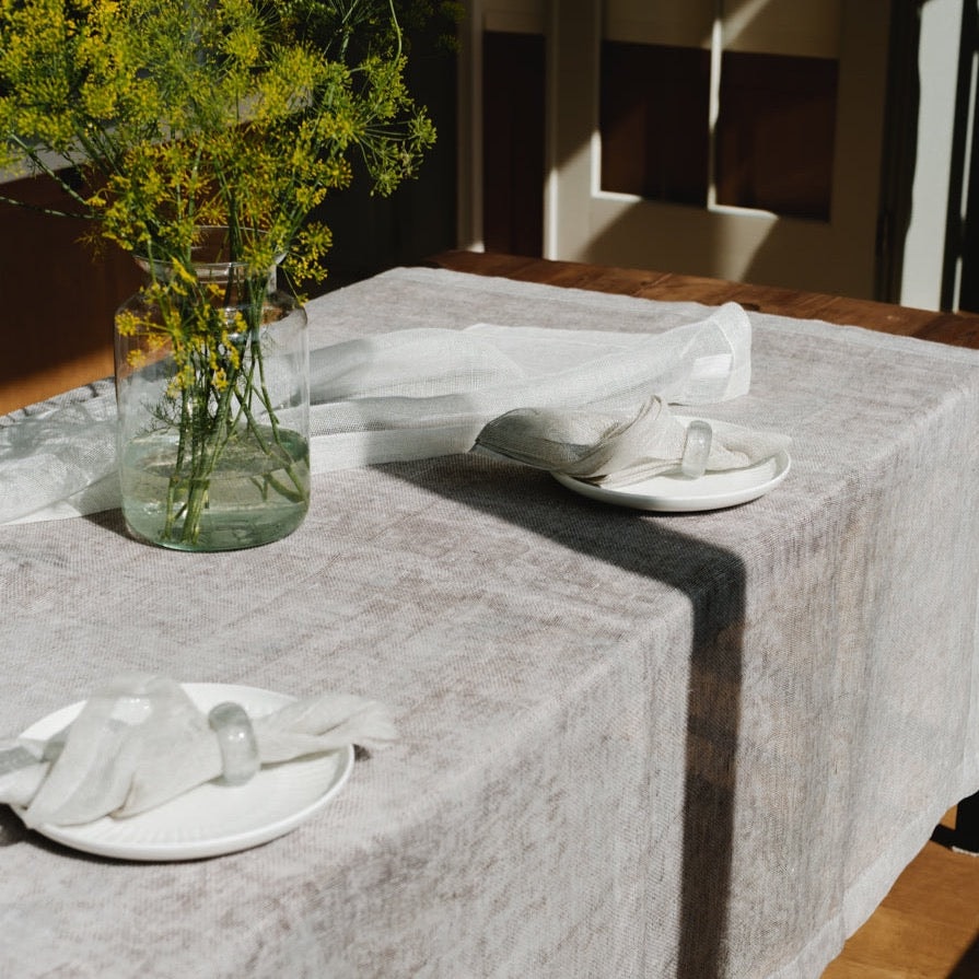 Double layer linen tablecloth 180x180 cm