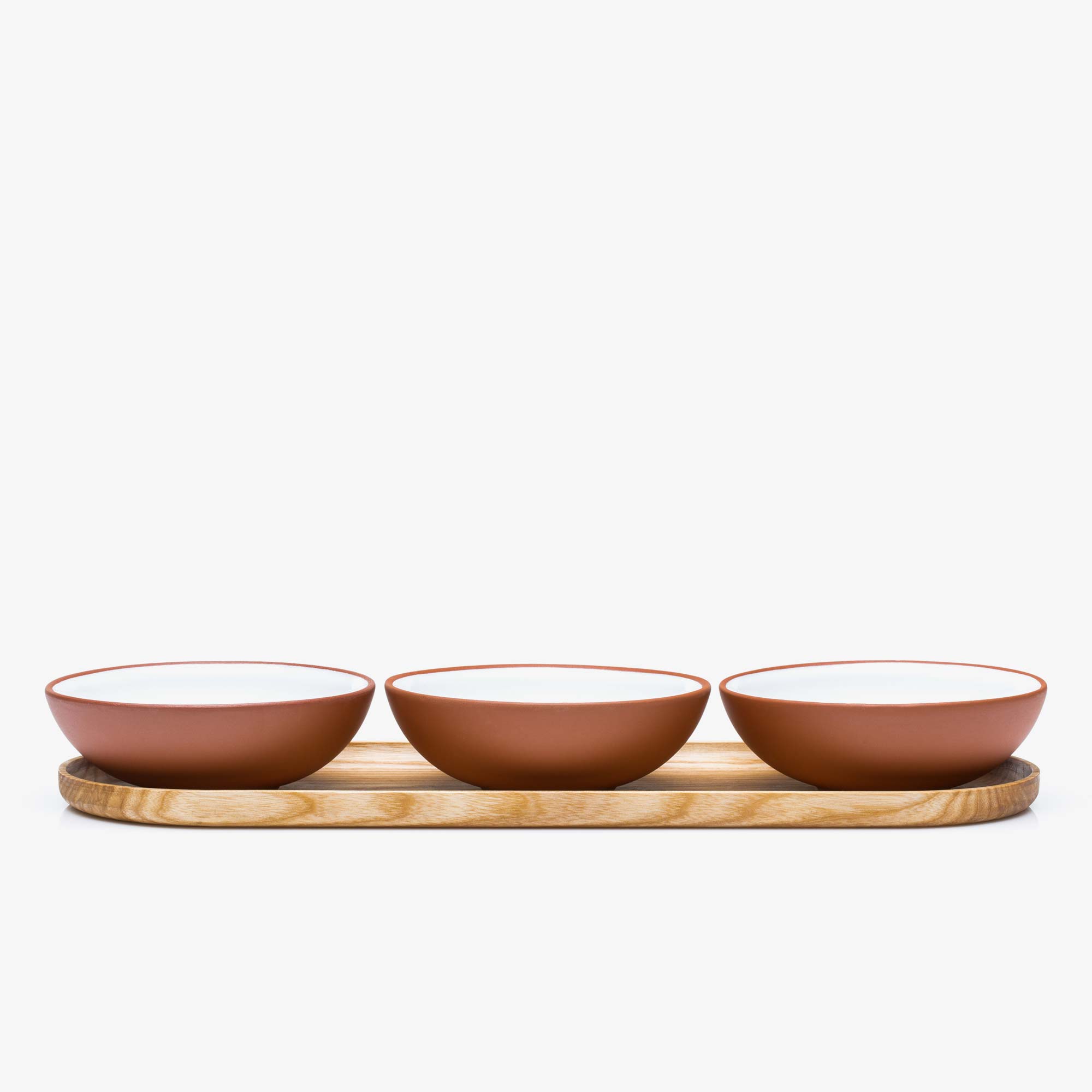 Snack bowl set with tray white · Earth